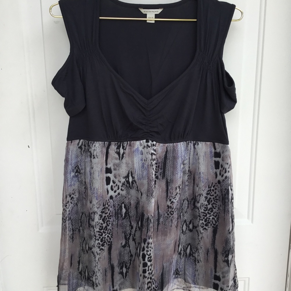 Boston Proper Dark Grey Open Shoulder Top